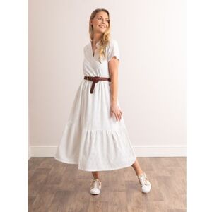 Lakeland Leather Isla Pointelle Midi Dress in White - White