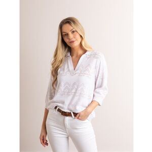 Lakeland Leather Molly Knitted Collared Jumper in White - White