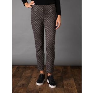 Robell Mimi Diamond Print Trousers in Taupe - Beige