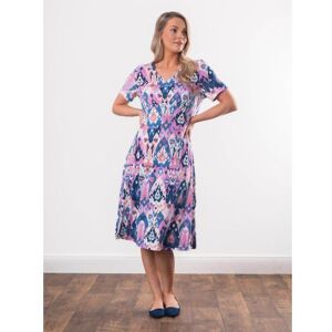 Lakeland Leather Jane Ikat Print V-Neck Midi Dress in Pink - Pink