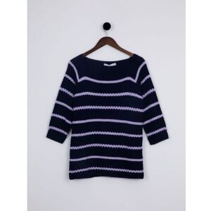 Lakeland Leather Maisie Relaxed Jumper in Navy with Lilac Stripes - Blue