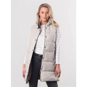 Lakeland Leather Lowood Long Leather Gilet in Pumice - Beige