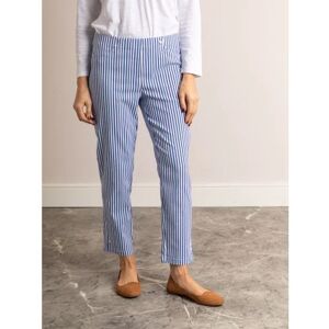 Robell Bella Pinstripe Ankle Grazer Trousers in Blue and White - Blue