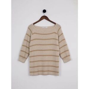 Lakeland Leather Maisie Relaxed Jumper in Light Stone with Beige Stripes - Beige