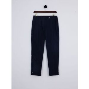 Robell Bella Seersucker Ankle Grazer Trousers in Navy - Blue