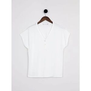 Lakeland Leather Amber Short Sleeve Floaty Button Top in White - White