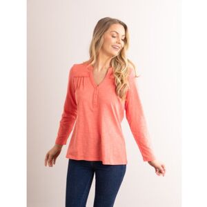 Lakeland Leather Caroline Nehru Blouse in Coral - Pink