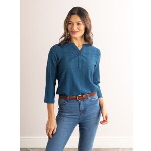 Lakeland Leather Lucinda Nehru Top in Navy - Blue