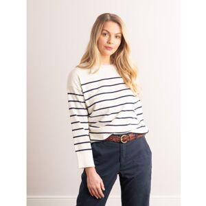 Lakeland Leather Dana Striped Knitted Jumper in Cream - Off-White