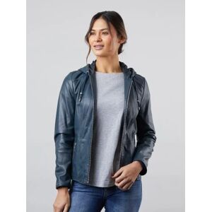 Lakeland Leather Abbeyville Hooded Leather Jacket in Fresh Navy - Blue