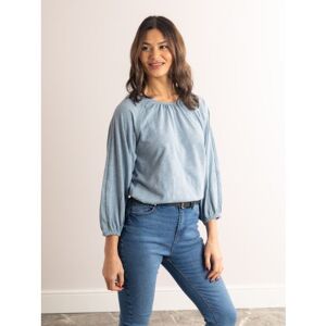 Lakeland Leather Catrin Lace Trim Jersey Top in Duck Egg Blue - Blue
