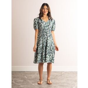 Lakeland Leather Leonie Floral Print V-Neck Midi Dress in Green - Green