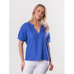 Lakeland Leather Victoria Short Sleeve Linen Blend Blouse in Blue - Blue