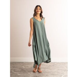 Lakeland Leather Hollie V-Neck Sleeveless Maxi Dress in Sage Green - Green