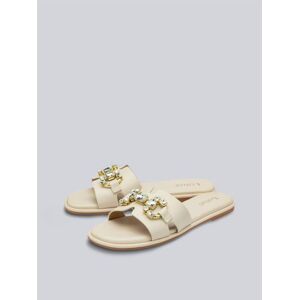 Lotus Fano Slider Sandals in White - White