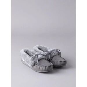 Lakeland Leather Ladies' Sheepskin Moccasins in Dark Grey - Grey