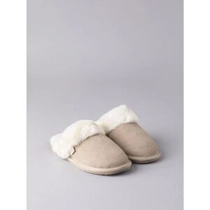 Lakeland Leather Ladies' Sheepskin Slider Slippers in Stone - Beige