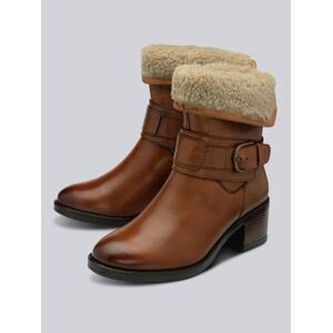 Lotus Osmond Heeled Mid-Calf Leather Boots in Tan - Tan