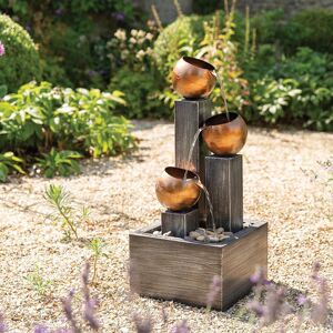 Gardenesque 3 Tier Copper Bowl Water Feature With Led Lights