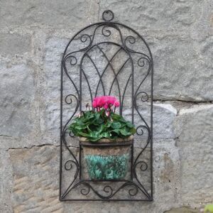 Gardenesque Single Pot Ornate Metal Wall Planter