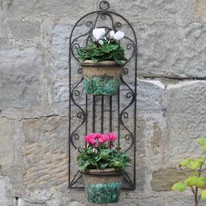 Gardenesque Double Pot Gothic Metal Wall Planter