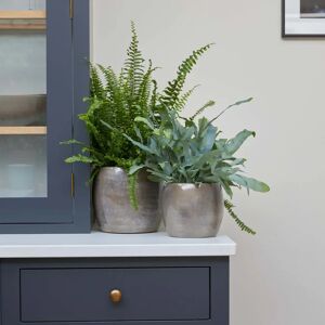 Gardenesque Charcoal Grey Metallic Round Indoor Plant Pot - 24cm