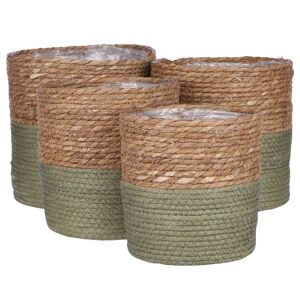 Gardenesque Olive Green Indoor Woven Basket Green Plant Pot - 21cm