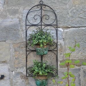 Gardenesque Double Pot Scroll Metal Wall Planter