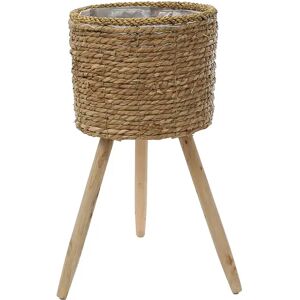 Gardenesque Woven Basket Indoor Plant Pot with Wooden Legs - W15 x H33cm