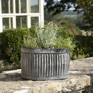 Gardenesque Metal Ribbed Trough Plant Pot - L37 X W24 X H24 Cm