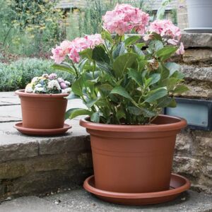 Gardenesque Recycled Plastic Plant Pots   Cylinder Shape   Pre-Drilled Drainage Holes - W35 x H24.6cm / 3 Pack