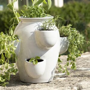 Gardenesque White Ceramic Tiered Strawberry Planter   Herb Planter   W27 x H25cm