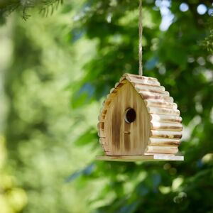 Gardenesque 19.5cm Weather Resistant Wooden Bird House with Curved Log Sides