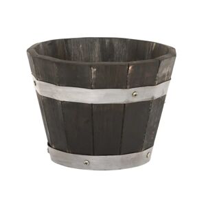 Gardenesque Wooden Whiskey Barrel Planter With Drainage - W24 X H18 Cm