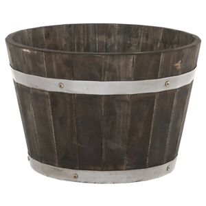 Gardenesque Wooden Whiskey Barrel Planter With Drainage   W37 X H24cm
