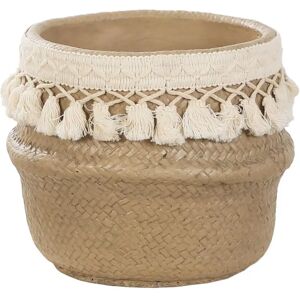 Gardenesque Woven Basket Indoor Plant Pot with Macramé Cord Tassels - W26cm x H23cm