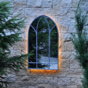 Gardenesque Grey Metal Backlit Arch   Solar Mirror