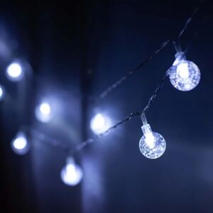 Gardenesque White Bulb String Lights   Solar Light