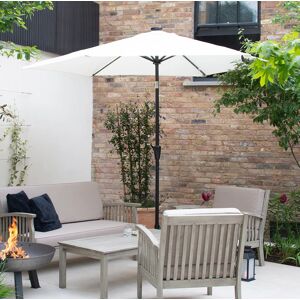 Gardenesque Cream Tilting with Solar Powered LED Lights   Parasol with Base