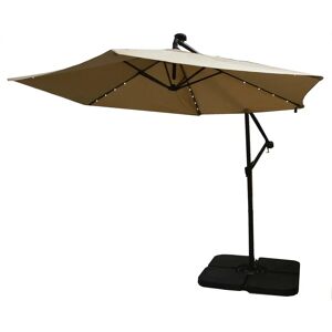 Gardenesque Taupe Cantilever with Solar Powered LED Lights   Parasol with Base