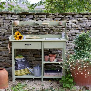 Gardenesque Potting Bench with Hooks, Drawer & Dry Sink