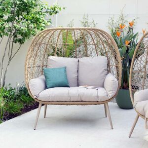 Gardenesque Lyndhurst Rattan Double Cocoon Chair with Cushions