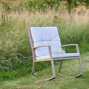 Gardenesque Wooden Outdoor Rocking Chair with Padded Cream Cushions