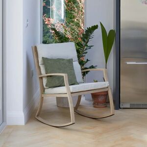 Gardenesque Indoor Rocking Chair with Padded Cream Cushions   Wood effect Aluminium