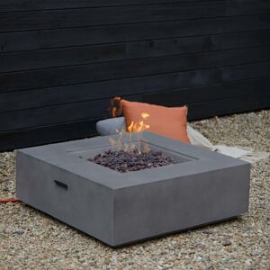 Gardenesque Grey Concrete Lava Rock   Gas Fire Pit