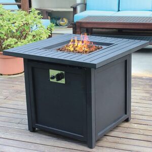 Gardenesque Outdoor Charcoal Grey Table   Gas Fire Pit