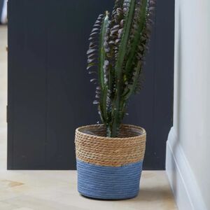 Gardenesque Blue Indoor Woven Basket Plant Pot - 21cm
