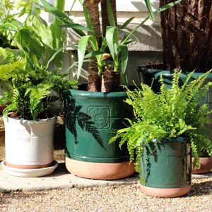 Gardenesque Loudon Artichoke Emerald Green Glazed Classical Planter - W24 X H23 Cm