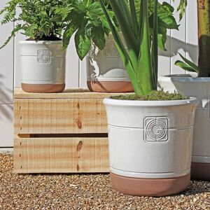 Gardenesque White Smoke Glazed Plant Pot   W24 x H23cm