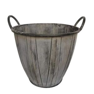 Gardenesque Metal Slatted Bucket Plant Pot With Handles - W26 X H23 Cm